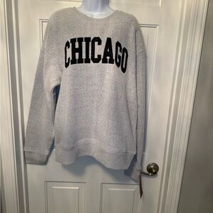 Chicago Crew Neck Sweater in Light Gray